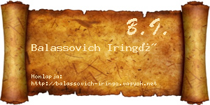 Balassovich Iringó névjegykártya